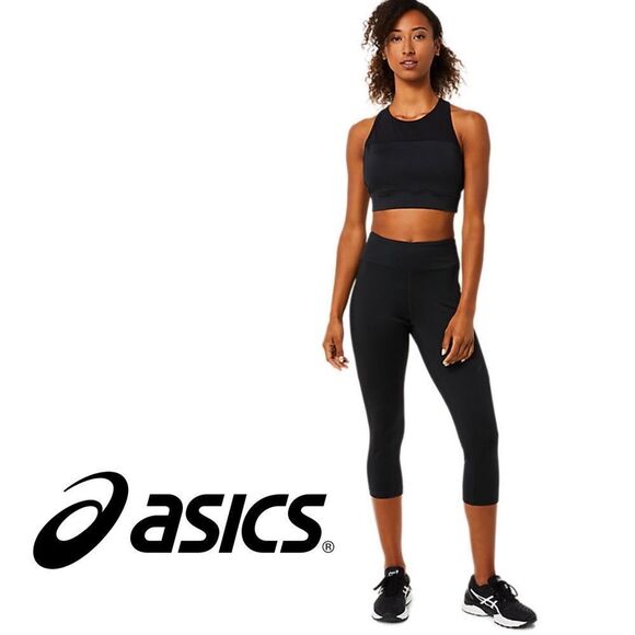 Asics Women's Athletic Capri Black Workout Leggings Size Small - Picture 1 of 12